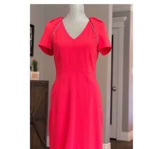 Maje dress, size small cocktail or work, shoulder detail sheath beautiful red